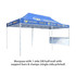 A large blue marquee featuring a half wall on one side, supported by sturdy bars and clamps, with a logo.