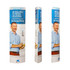 A tall, vertical cardboard display stand featuring a man holding a drink bottle, primarily in white with blue accents.
