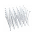 A white, collapsible frame for a pop-up display, featuring multiple interlinked sections arranged in an abstract pattern.