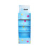 Bright blue cardboard floor display with four shelves and a top panel featuring a logo. Decorated with colourful patterns.