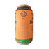 An inflatable can featuring bright orange and white designs, with branding and a logo.