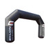 A large inflatable arch in black with a branding logo, designed for exhibitions and events.