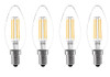 Anyray (4)-Bulbs 40Watts Equivalent 40W Soft White B10 Torpedo Clear Lens 120V Chandelier Decorative Candelabra Base LED Light Bulb 360 Beam Warm White 40W Equal