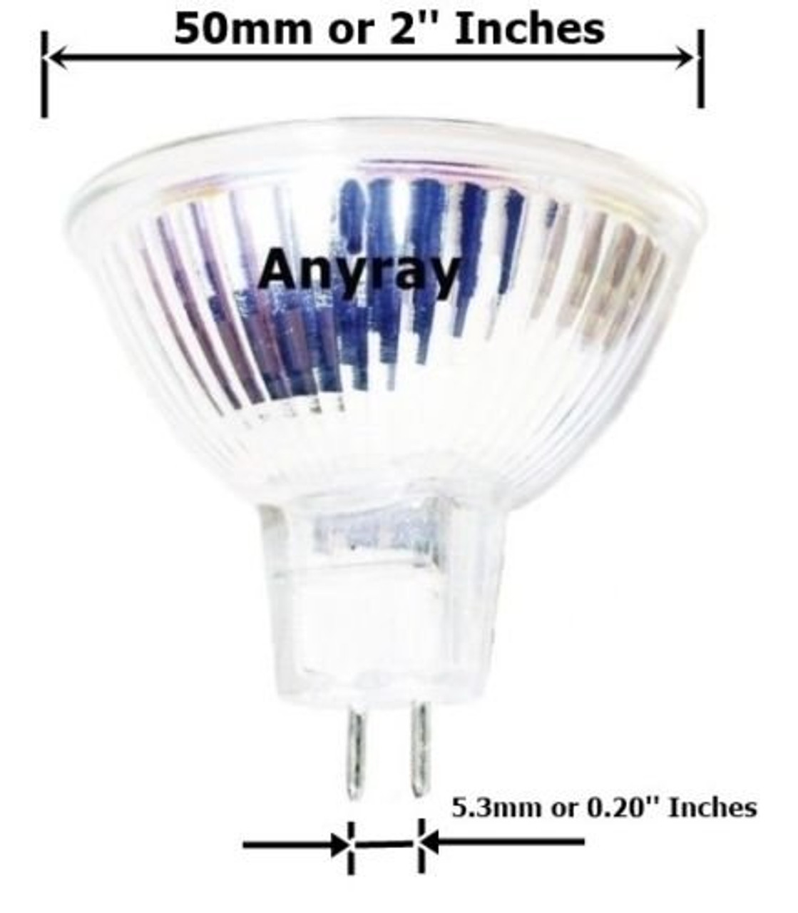 Anyray A1882Y MR16 10W 12V 10-Watt 12-Volt Halogen bulb GU5.3 Bi-Pin, Narrow