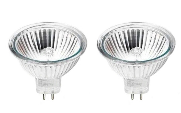 2 pack - MR16 - 12 Volt - 20 Watts - Bi Pin - Wide Beam - Long Life - MR16 12V 20W