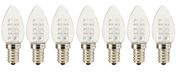 Anyray (7)-Bulbs A-C7E12LWW LED Night Light 0.5 Watt C7 (4W 5W 7W Replacement) E12 Candelabra Base 110V Warm White Color 120V