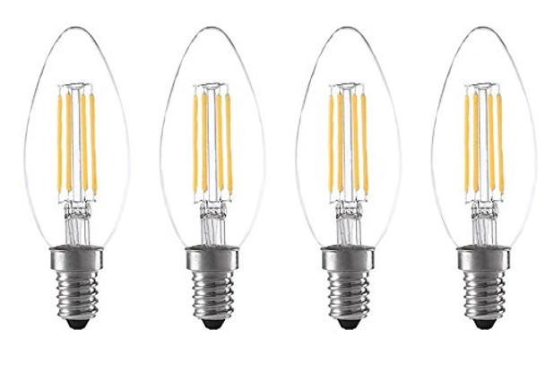 Anyray (4)-LED Bulbs B10 E12 40W Equivalent Soft White 6W Torpedo 120V Chandelier Decorative Candelabra Base Light Bulb
