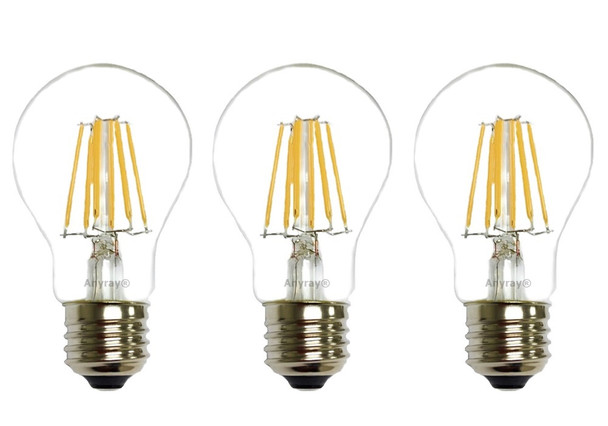 (3-Bulbs) Anyray 40 Watt Equivalent A19 LED Light Bulb, Clear, E26, Vintage Edison Style, Warm white 40W