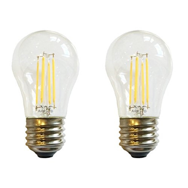 Anyray (2)-Pack 4W LED Filament 40W A15 (40-Watts Equivalent) Appliance Freezer Refrigerator Light Bulb E26