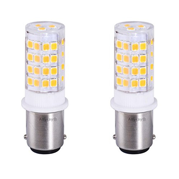 Anyray (2)-Pack BA15D Base Dual Contacts LED SMD Marine Boat Bulb Replacement for 1076 1130 1176 1142 Cool White 12-24V DC Light