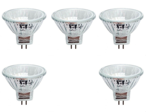 Anyray A2001Y (5)-bulbs Clear MR11 12V 8W Precision Halogen Reflector Fiber Optic Light Bulb 12Volts 8-Watts