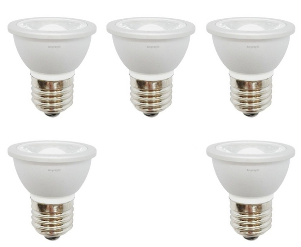 5-LED Light Bulbs HR16 120V E27 MR-16 JDR C Hood Lamp Short Neck E26 (Warm White)
