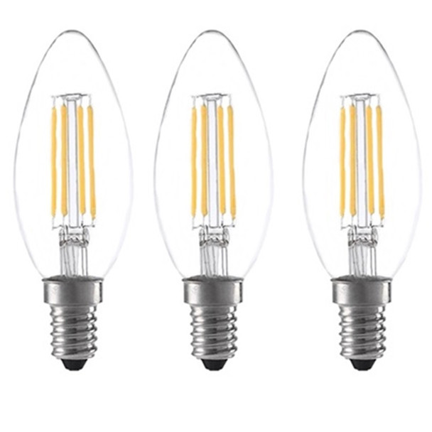 Anyray (3)-LED Bulbs B11 Filament E12 Candelabra 60W Equivalent, Dimmable Chandelier Light Bulbs, High Brightness 650 LM Warm White , Candle Light Bulbs, Clear Glass
