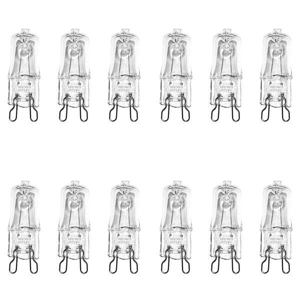 (12)-Bulbs G9 120V 25W T4 Halogen 120 Volt 25 Watts Looped Pin Clear Base High Lumens Long Life Anyray A1714Y