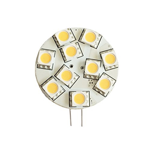 Anyray Disc Type G4 Base 12V LED Light Bulb Two Side Pins 10 Watt Halogen Replacement for Boats, RV Campers, Trailers and Under-cabinet Lights Cool White Color