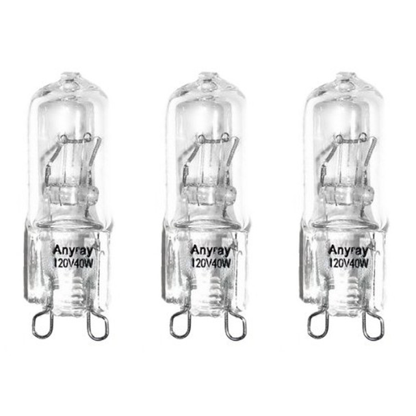 (3)-Pack G9 Microwave Light Bulbs, 40-Watt 120-Volts G9 Base, G9 Bulb Anyray A1718Y