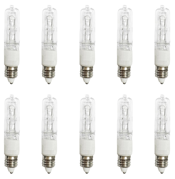 Anyray A1795Y (10)-Pack 100 Watt JD E11 100W Mini-Candelabra T4 Halogen Light Bulb, CLEAR, 100Watts Dimmable
