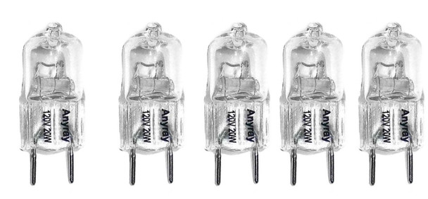 (5)-Pack Anyray 20W G8 120V Replacement Bulbs For Maytag Whirlpool JennAir Samsung Microwave Light 4713-001165