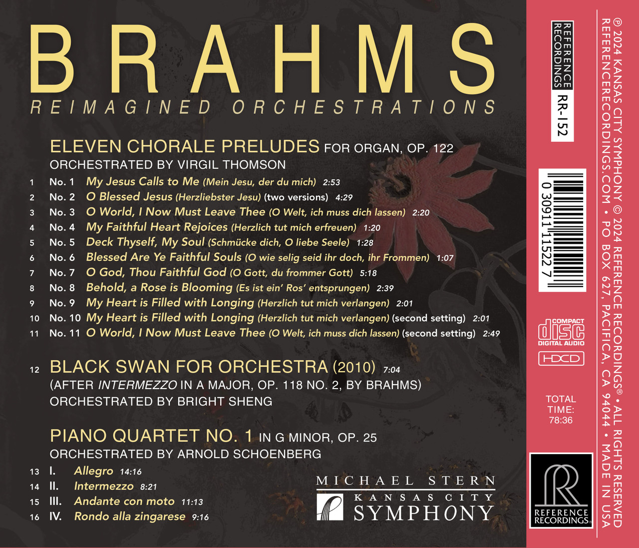 Michael Stern u0026 the Kansas City Symphony Brahms: Reimagined Orchestrations  HDCD