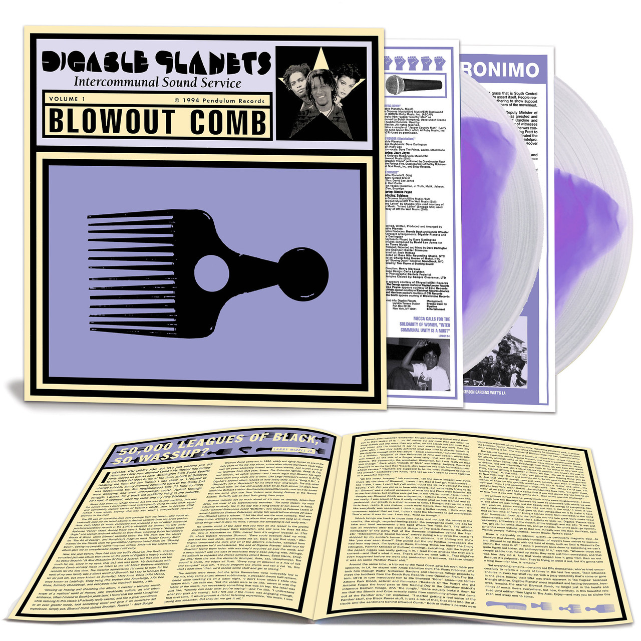 【DIGABLE PLANETS】Blowout Comb 2枚組LP 美品 Digable Planets Blowout Comb 2LP (Clear with Purple Center Vinyl)