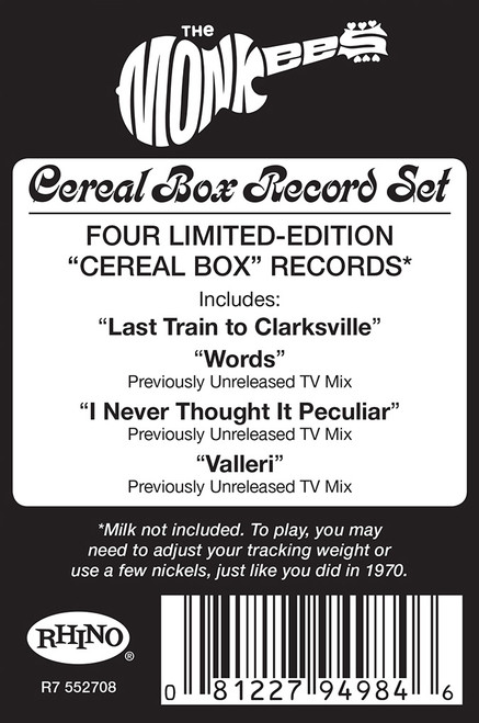 The Monkees Cereal Box Records 45rpm  7" Flexidisc (4 Disc Cardboard Record Set) 2