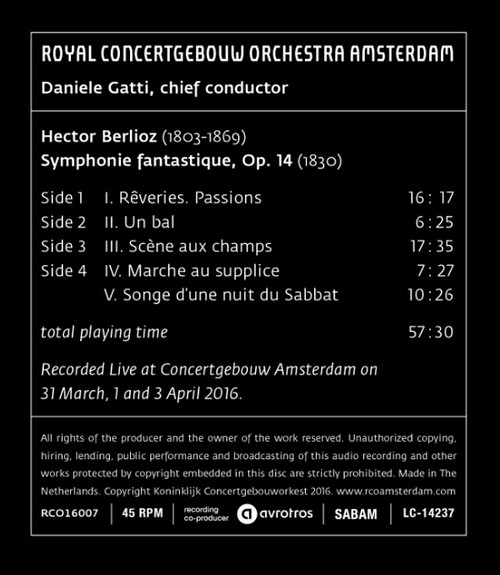 Berlioz Symphony Fantastique (Gatti) Numbered Limited Edition 180g 45rpm 2LP 2