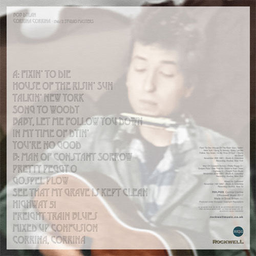 Bob Dylan Corrina Corrina Numbered Limited Edition 180g Import LP (Light Blue Vinyl) 2