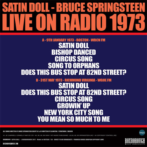 Bruce Springsteen Satin Doll Numbered Limited Edition 180g Import LP (Orange Vinyl) 2
