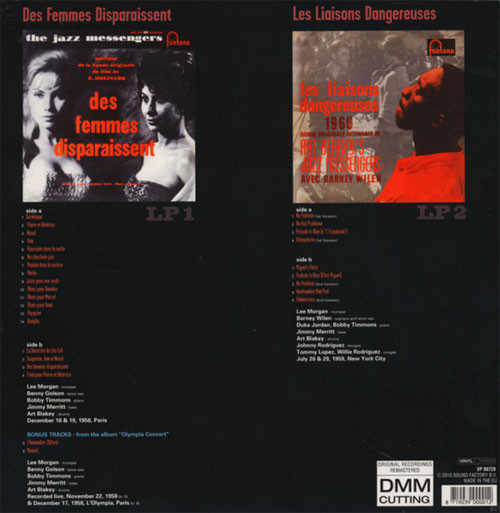 Art Blakey's Jazz Messengers Des Femmes Disparaissent & Les Liaisons Dangereuses Soundtracks DMM 180g Import 2LP 2