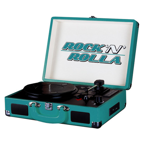 Rock 'N' Rolla Jr. Portable Briefcase Turntable (Teal) 1