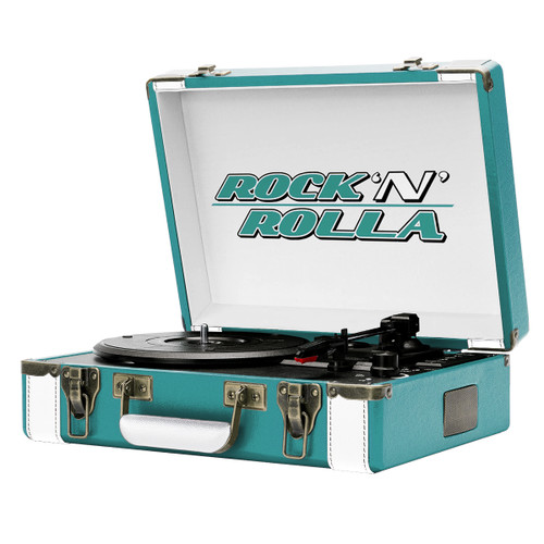 Rock 'N' Rolla Premium Portable Briefcase Turntable (Teal/White) 1