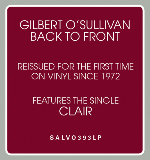 Gilbert O'Sullivan Back To Front LP 2