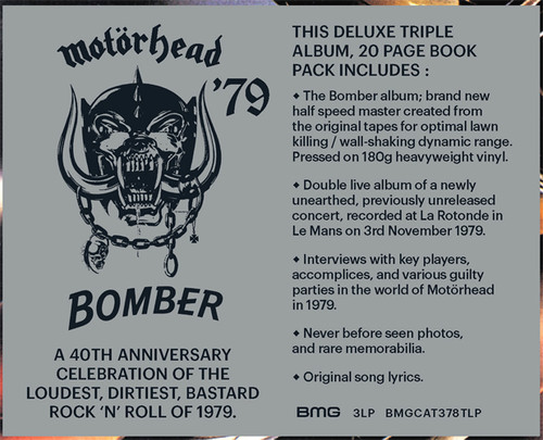 Motorhead Bomber 40th Anniversary Edition Half-Speed Mastered 180g 3LP