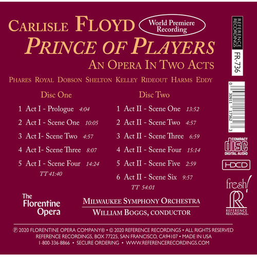 Carlisle Floyd Prince of Players: An Opera in Two Acts 2HDCD 2
