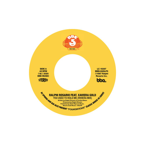 DJ Spinna & Kai Alce "Foundations" Series: Ralphi Rosario ft. Xaviera Gold You Used To Hold Me 45rpm 7" Vinyl Single 1