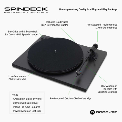 Andover SpinDeck Turntable (White) 3