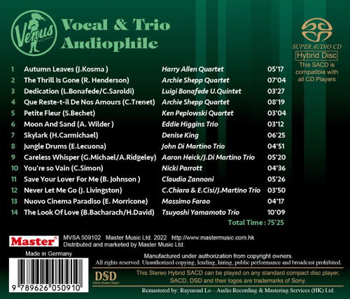 Venus Records Vocal & Trio Audiophile Hybrid Stereo SACD