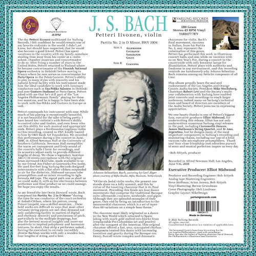 Petteri Iivonen J.S. Bach Partita No. 2 in D Minor 180g 45rpm LP 2