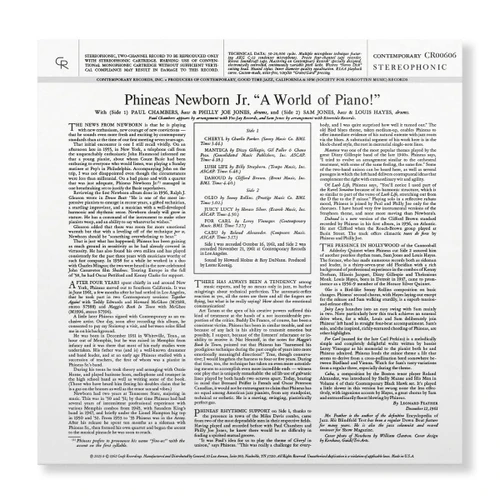 Phineas Newborn Jr. A World of Piano! (Contemporary Records Acoustic Sounds Series) 180g LP 3