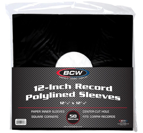 BCW 12" Vinyl Black Paper Polylined Inner Sleeves (50 Pack) 1