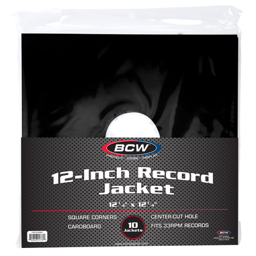 BCW 12" Vinyl Black Paper Cardboard Jacket With Hole (10 Pack) 1