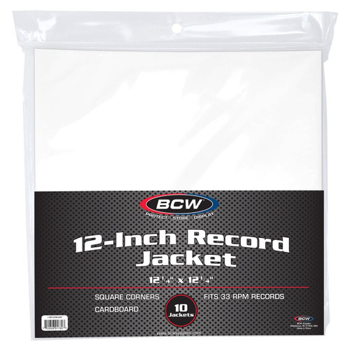 BCW 12" Vinyl White Paper Cardboard Jacket (10 Pack) 1