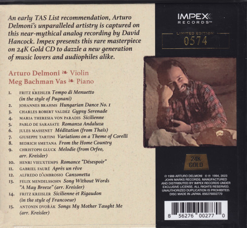 Arturo Delmoni Songs My Mother Taught Me Numbered Limited Edition Gold CD 2