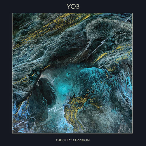 YOB The Great Cessation 2LP (Electric Blue with Mustard Yellow Moonphase Circles & Cyan Blue and Silver Splatter Vinyl) 1