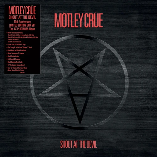 Motley Crue Shout at the Devil (40th Anniversary) 2LP, CD, Cassette & 2 45rpm 7" Vinyl Singles Box Set (Color Vinyl) 2