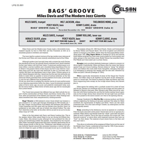 Miles Davis Bags' Groove 180g Import LP (Mono) 2