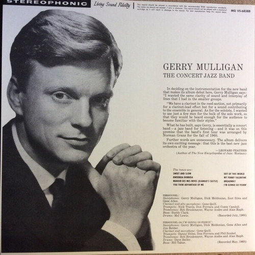 Gerry Mulligan The Concert Jazz Band 180g LP (Pre-owned, EX) 2