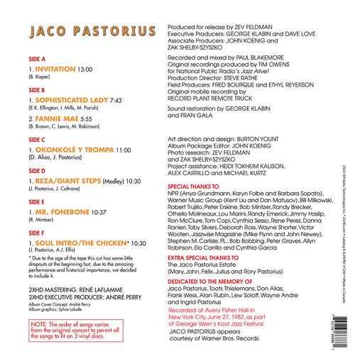 Jaco Pastorius Truth, Liberty & Soul 200g 45rpm 3LP 2