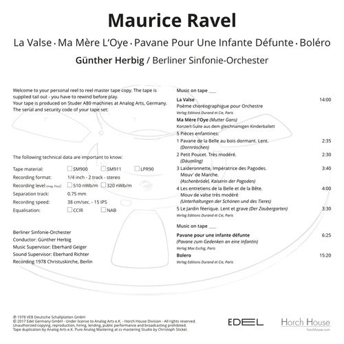 Maurice Ravel La Valse, Ma Mere l'oye, Pavane pour une infante Defunte, Bolero Master Quality Reel To Reel Tape (2Reel) 6