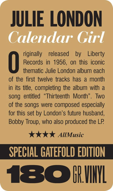 Julie London Calendar Girl 180g Import LP